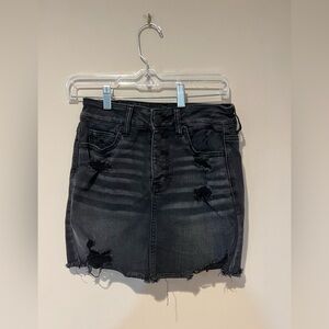 American Eagle frayed black denim skirt